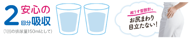 横モレ防止 安心の幅広吸収体